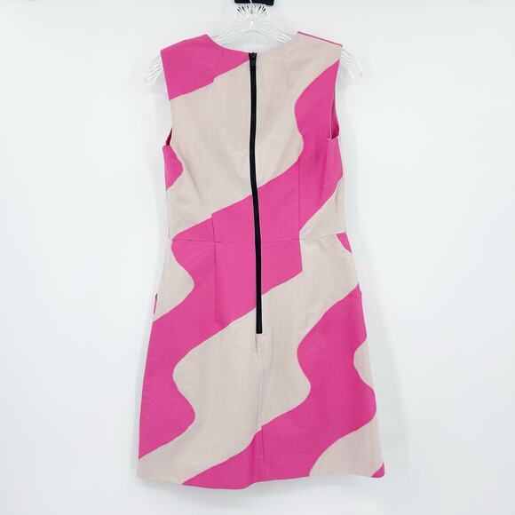 Milly Hot Pink Sand Wave Print Sleeveless Cotton Shift Dress Womens Size 6 - Picture 9 of 12